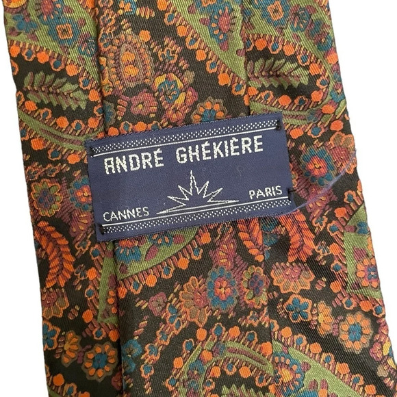 Andre" Ghekiere Cannes Paris Paisley men's tie - Picture 5 of 6